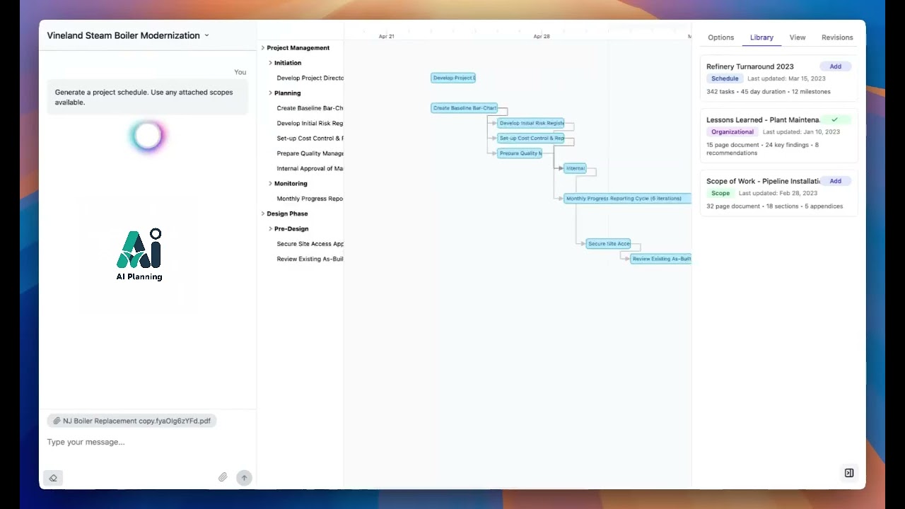 Time Schedule from Project Documents by AI