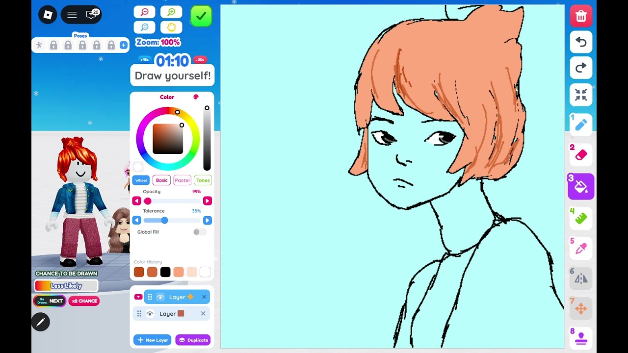 Drawing myself in roblox draw me game 