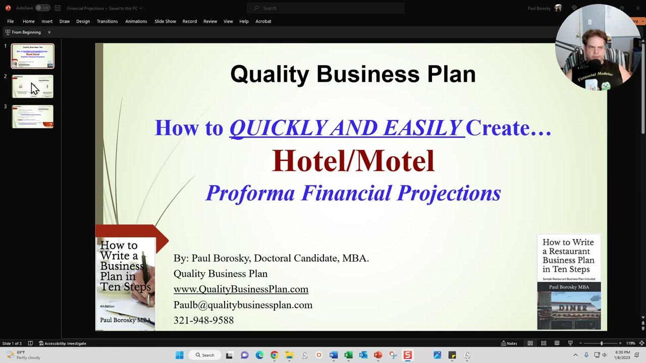 Hotel/Motel Pro Forma Financial Projections &ndash; Quickly and Easily!!  By Dr. Paul Borosky, MBA.