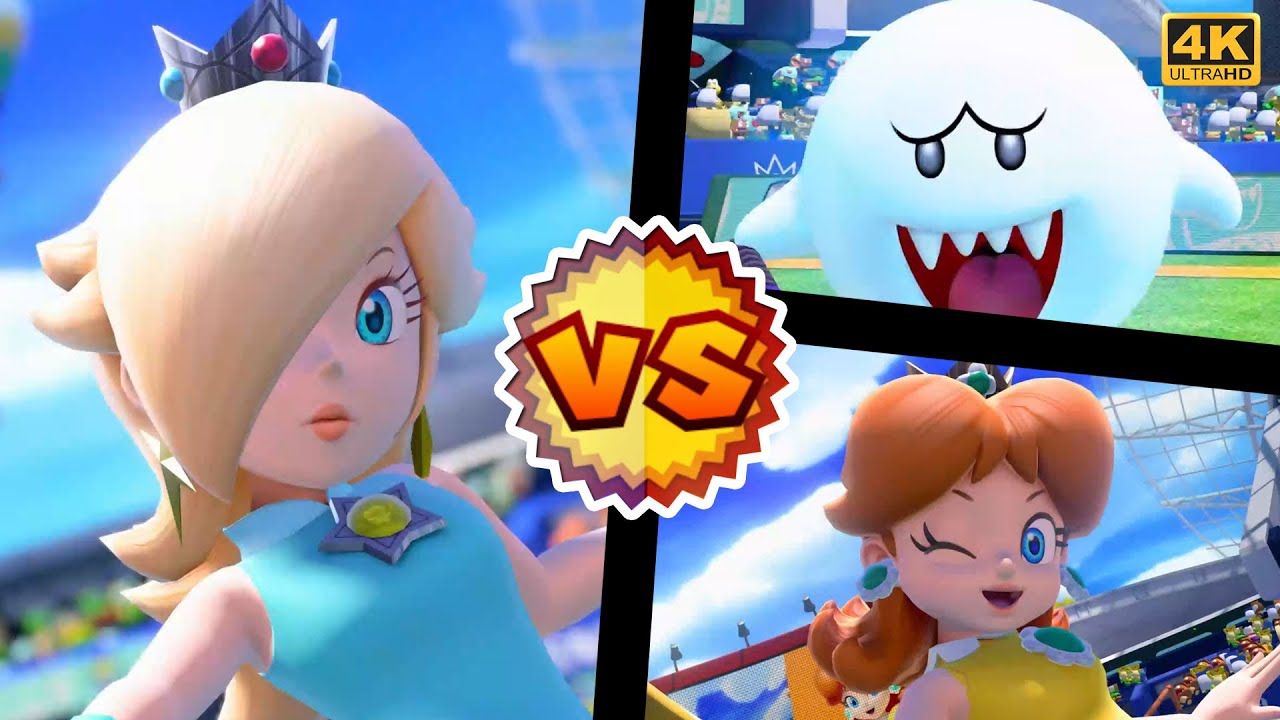 Mario Tennis Aces - Rosalina Vs Boo and Daisy | 4K