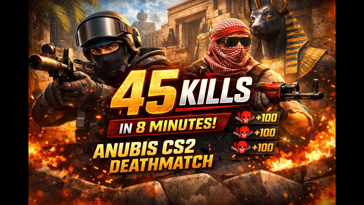 45 Kills in 8 Minutes on Anubis | CS2 Deathmatch Gameplay