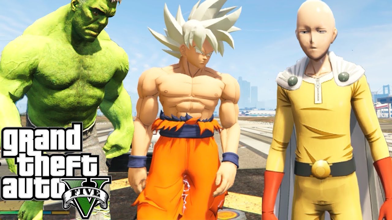 QUIEN ES MAS FUERTE GOKU HULK O SAITAMA | PRUEBAS FÍSICAS GTA 5 MODS