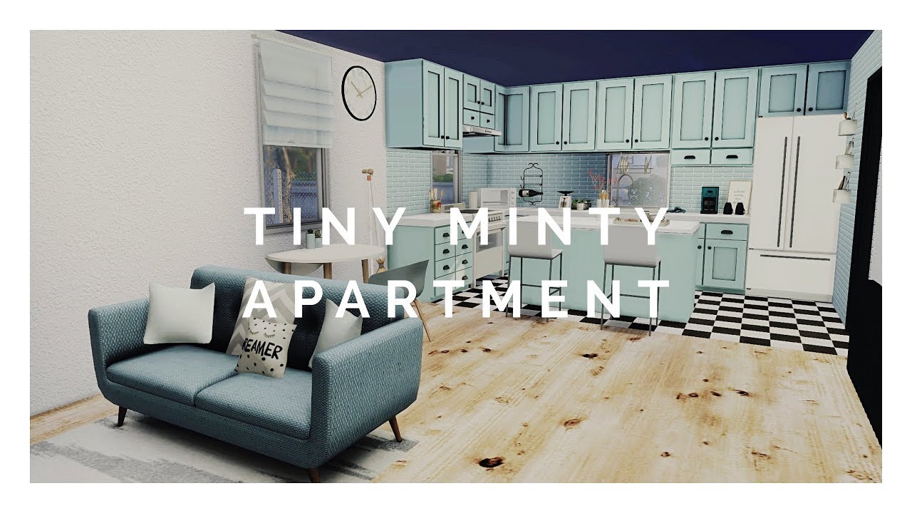 The Sims 4: Speed Build | TINY MINTY APARTMENT + CC LINKS