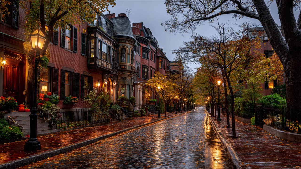 Cozy Beacon Hill Fall Ambience | Boston Jazz Ambience for Study & Relax
