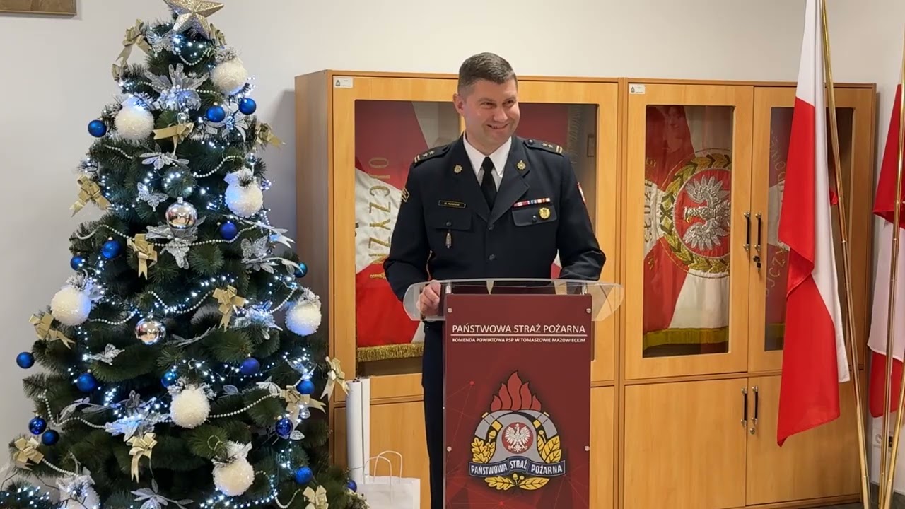Uroczyste spotkanie wigilijne w Komendzie Powiatowej PSP w Tomaszowie Mazowieckim - na żywo