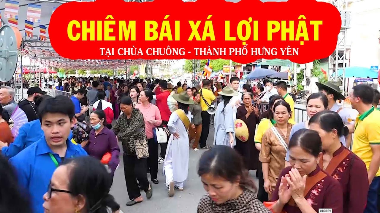 Nhiều người dân các tỉnh về, chiêm bái xá lợi đức phật tại chùa chuông, Thành phố hưng yên