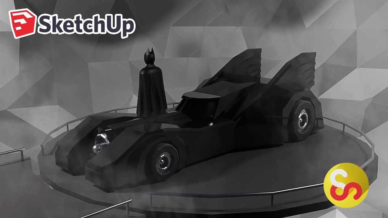 Modeling a low poly Batman and Batmobile – Sketchup Timelapse Tutorial