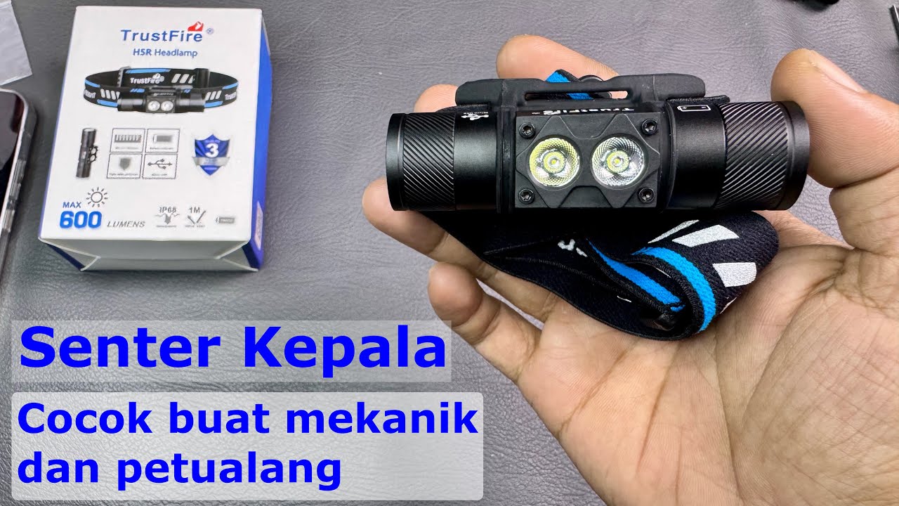 TrustFire H5R Headlamp kecil terang IP68 cocok buat pendaki dan mekanik
