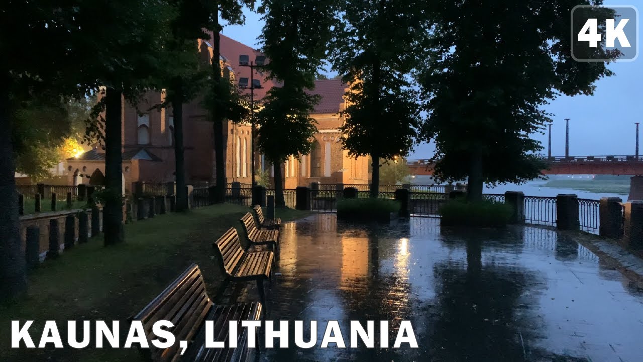 Walk in Kaunas Old Town • Rainy Summer Morning • 🇱🇹