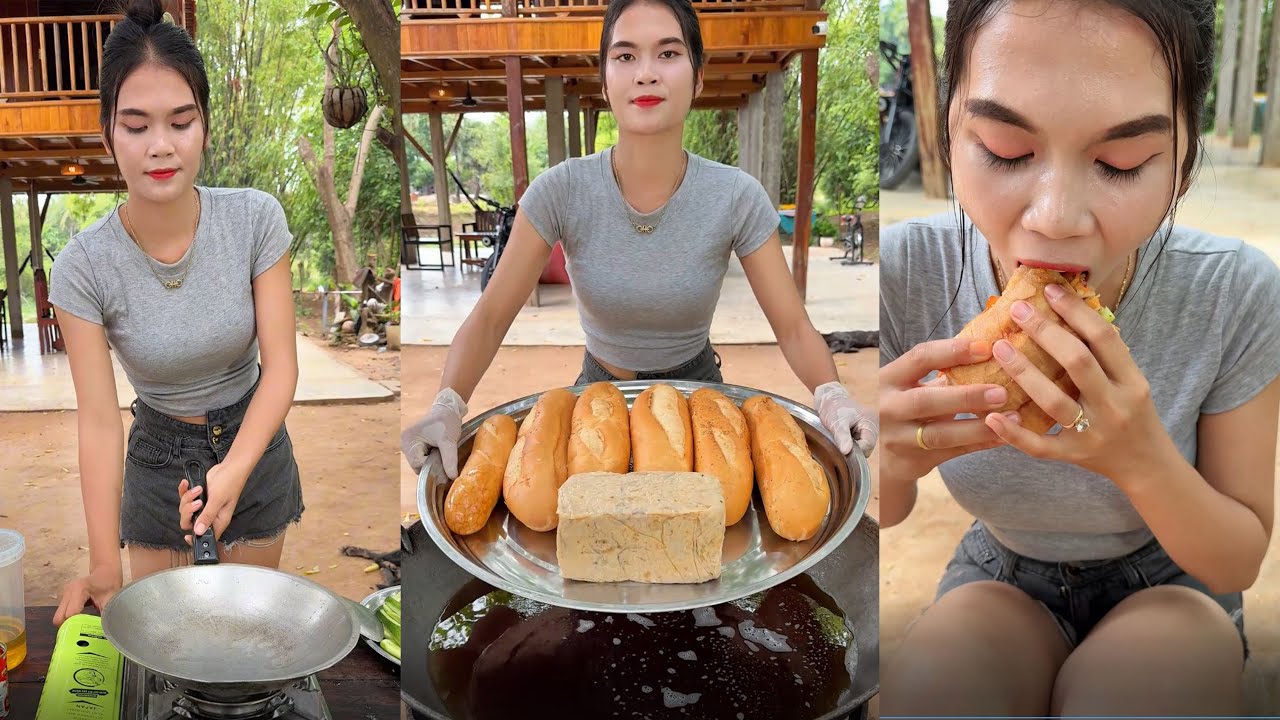 How to crispy bread with papaya salad recipe