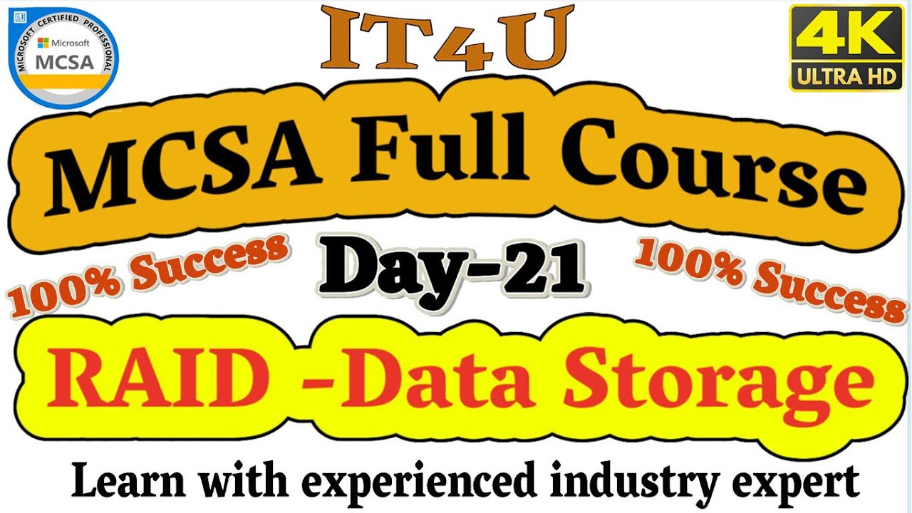MCSA Full Course Day-21 RAID Storage #SoftwareRAID #HardwareRAID #MCSA #TypesofRAID #MCSA2022 #IT4U