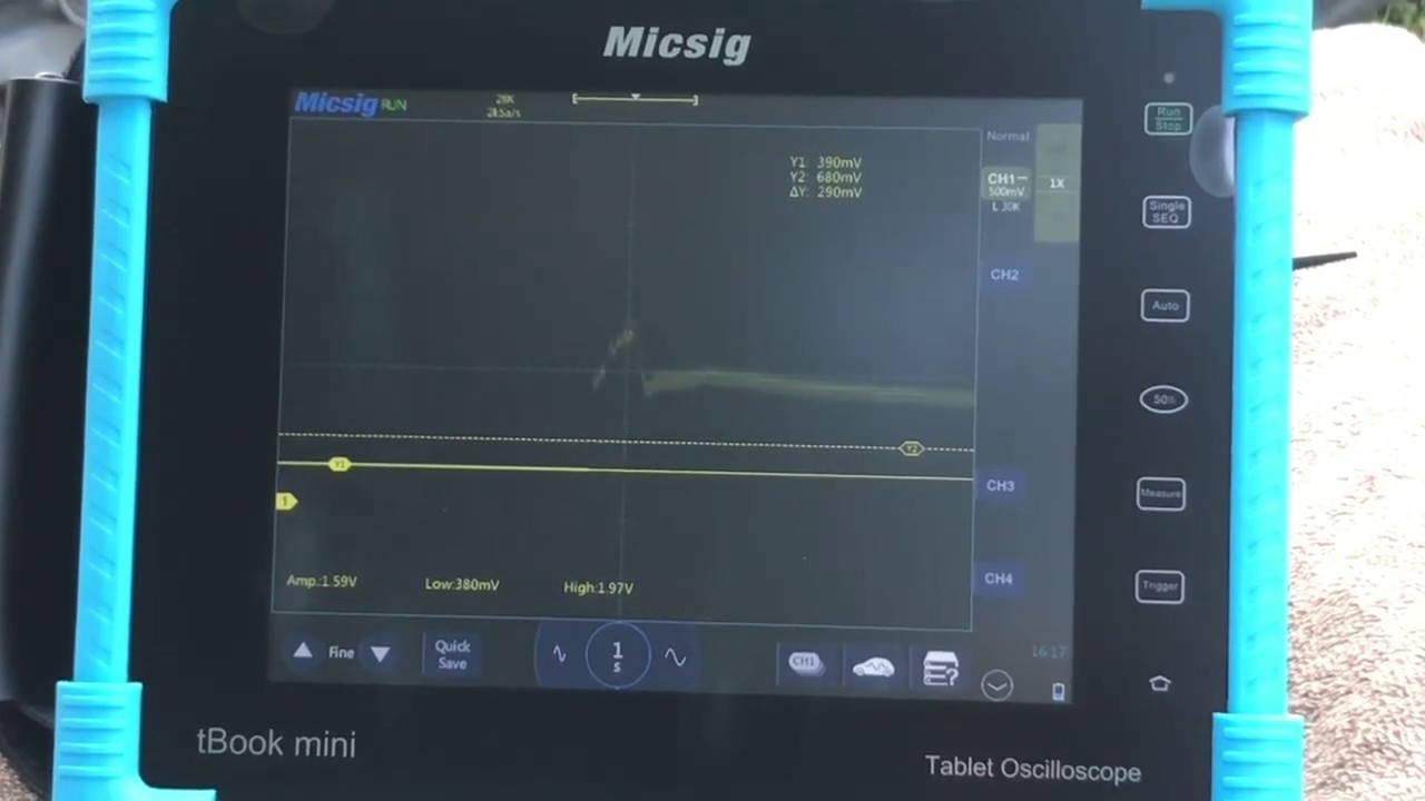 MAF Sensor on the MicSig ATO1104 Automotive Oscilloscope , DTC’s P0171, P0172, P0174, & P0175