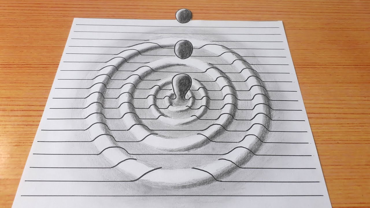 3d Drawing Water Drop In Line Paper / How To Draw Easy Trick Art With Pencil And Marker