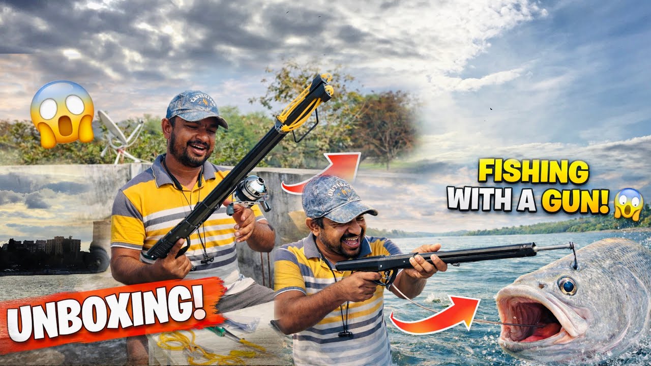 FISHING WITH A GUN చేపలని తుపాకీ తోని ఉరికిచ్చుకుంట పట్టినం మామ bros