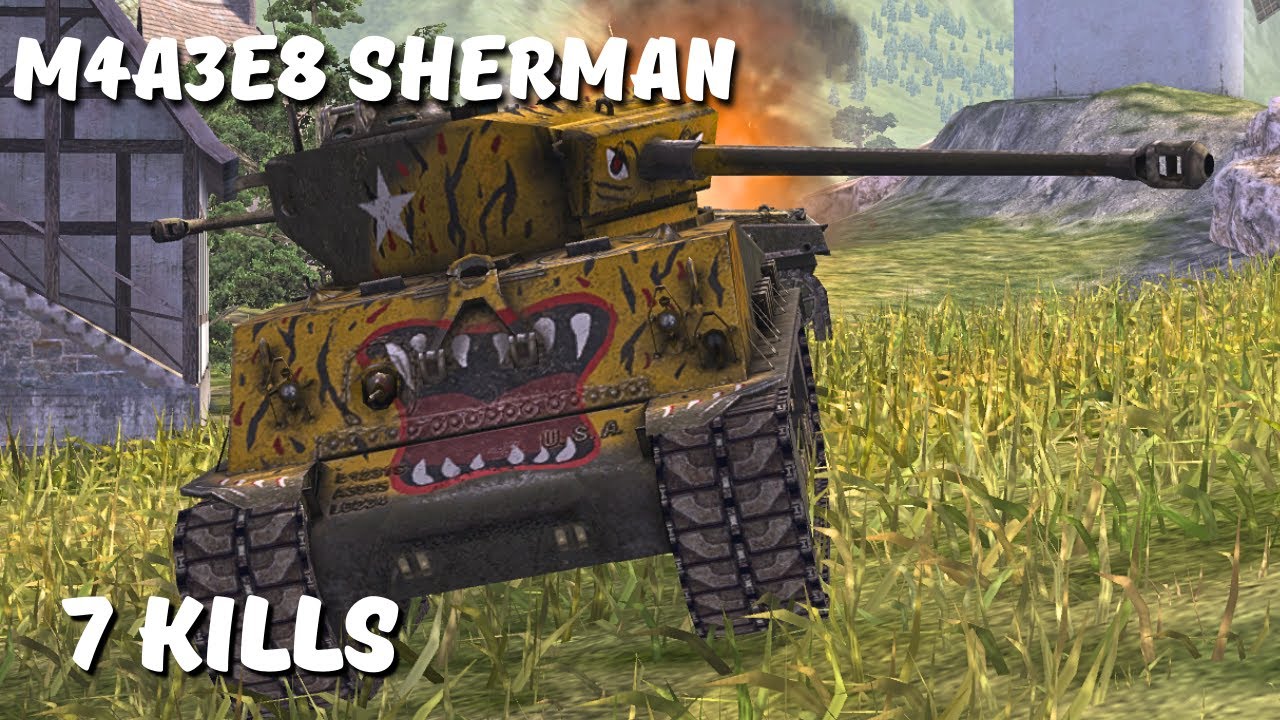 M4A3E8 Sherman - 7 KILLS | 3,7 K Damage, WoT Blitz Replay