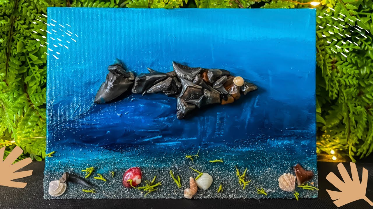 Crafting Tutorial: Make a shark out of shark teeth on Canvas. #FloridaShelling