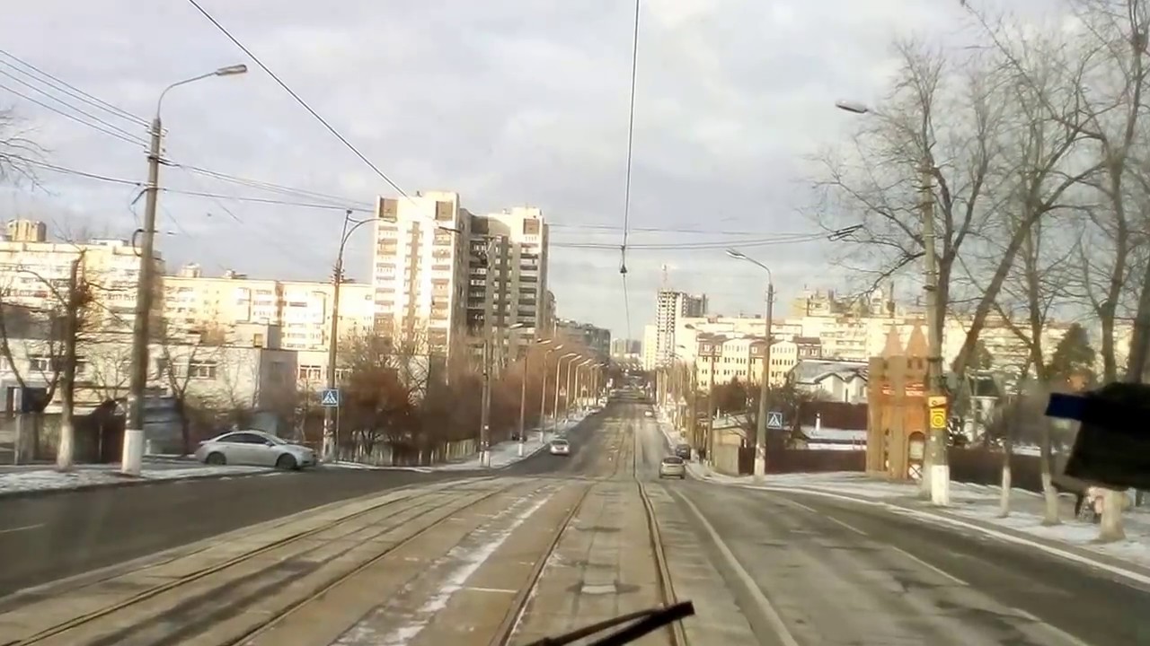 Киев.Трамвай. Маршрут 29/ Ukraine Kyiv tram route 29 winter cab view