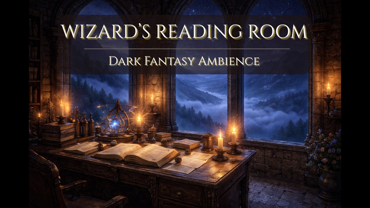 Arcane Wizard Study | Cozy Dark Fantasy Ambience for Focus (No Vocals)