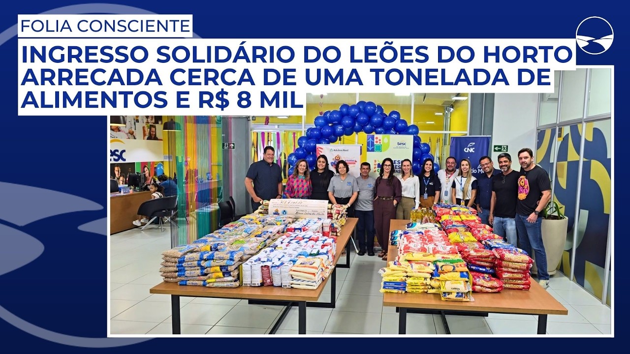 Ingresso solidário do Leões do Horto arrecada cerca de uma tonelada de alimentos e R$ 8 mil