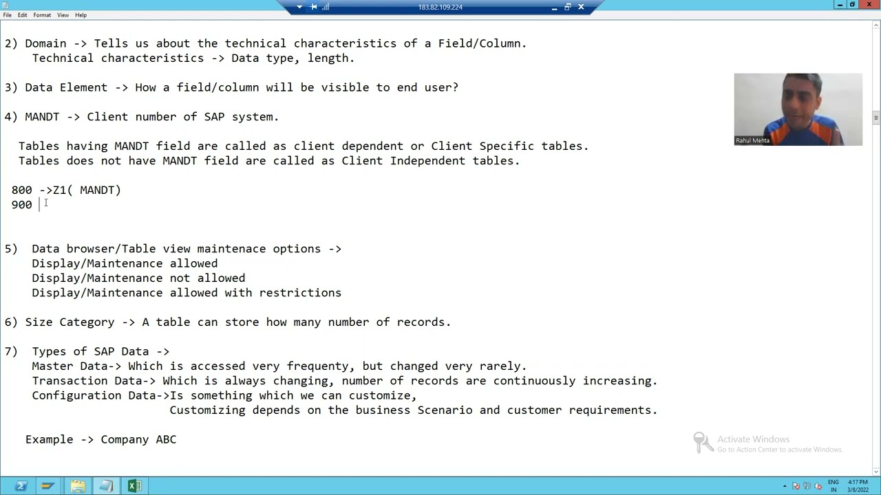 11 - ABAP Dictionary - Importance of MANDT Field and Size Category
