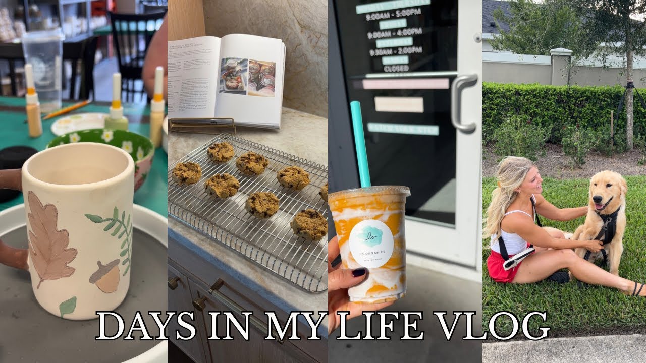 VLOG: pottery painting, puppy date, pumpkin chocolate chip cookies, grilling out & sculpt class 
