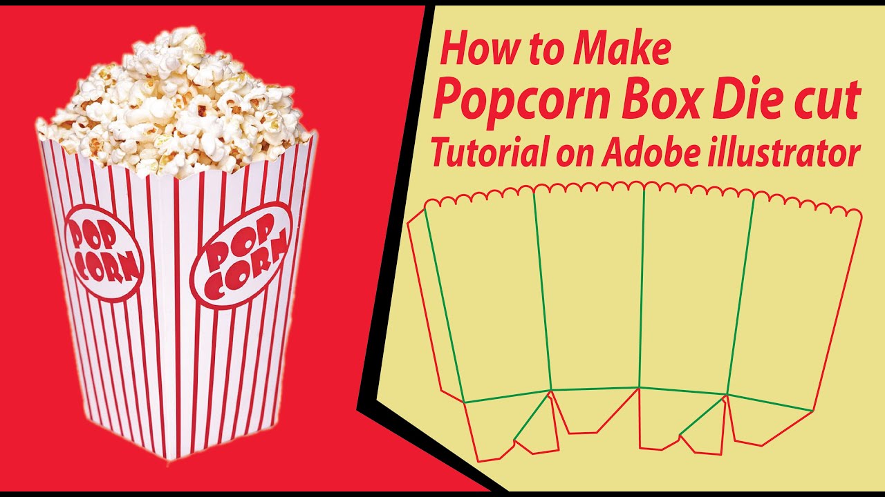 How to Make Perfect Popcorn Box / Carton with auto Lock Base Template / Die Cut Tutorial