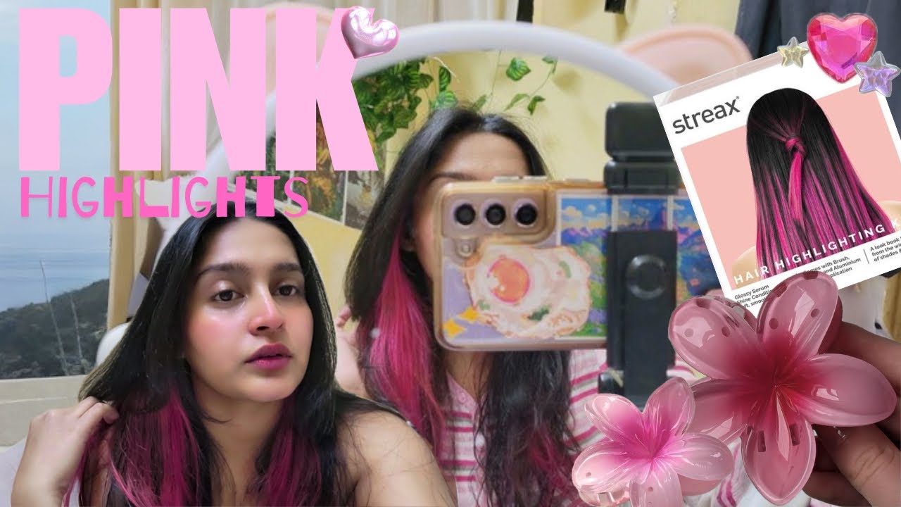 How To Dye Pink Hair Highlights🌷 !! Streax Ultralights under 350 Rs ☆⋆｡𖦹°‧★