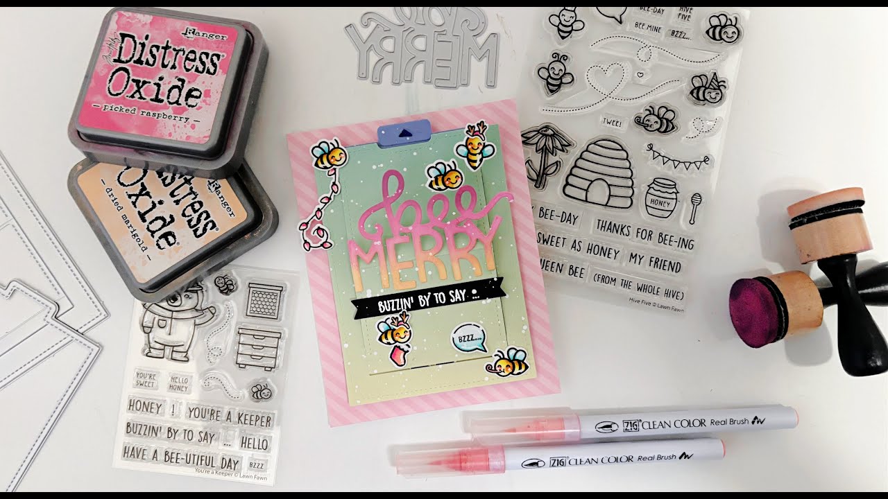 Bee Merry Pull 'n Slide Surprise with Lawn Fawn