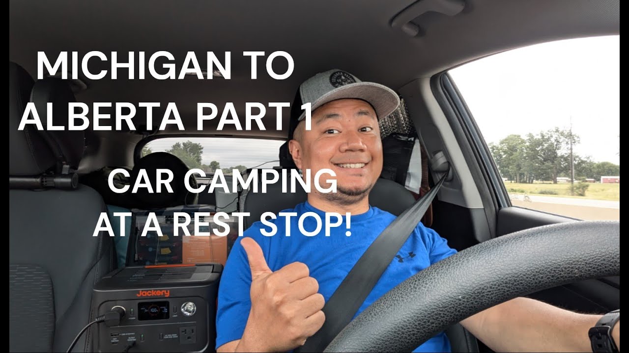 🚗 Journey to Calgary Begins! | First Stop: Car camping in a Minnesota Rest Area 🏞️