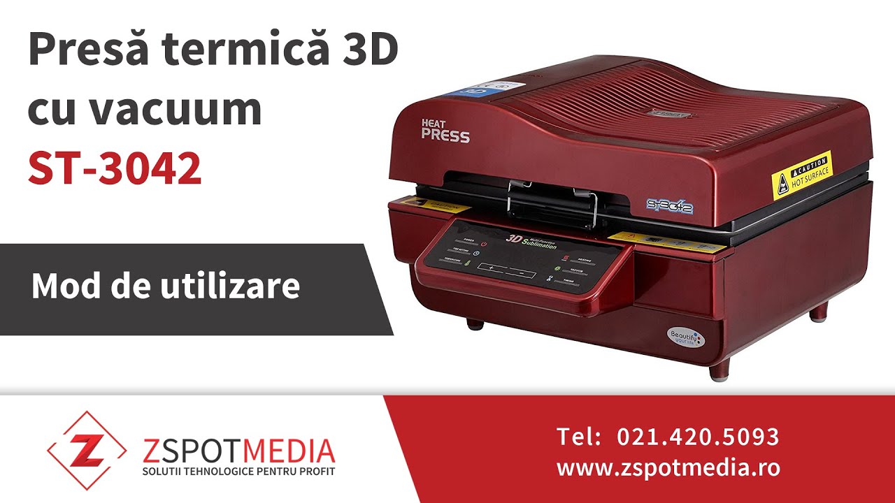 Presa termica 3D cu vacuum - sublimare pe placi ceramice