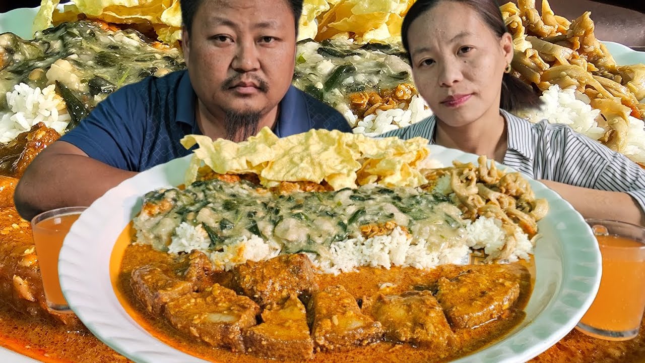 Smoked Pork With Axone | Yam Curry | Mushroom | Naga Mukbang 