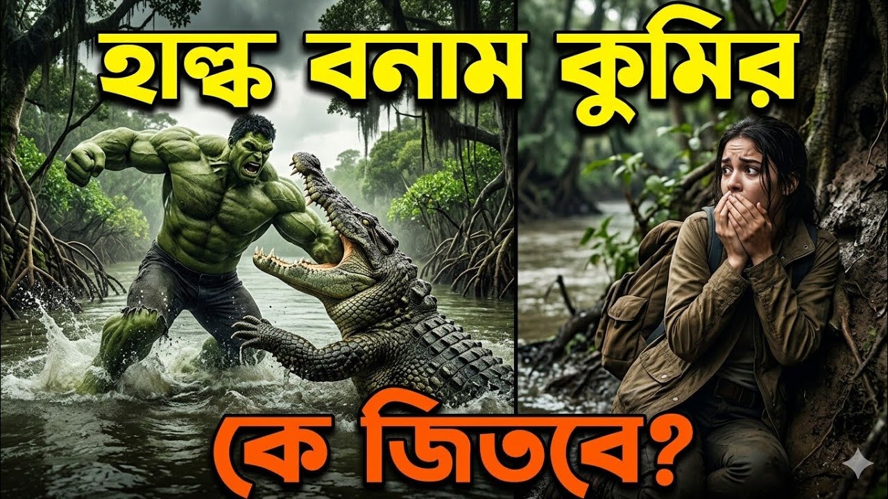 Hulk and crocodile fight.হাল্ক এবং কুমিরের লড়াই 