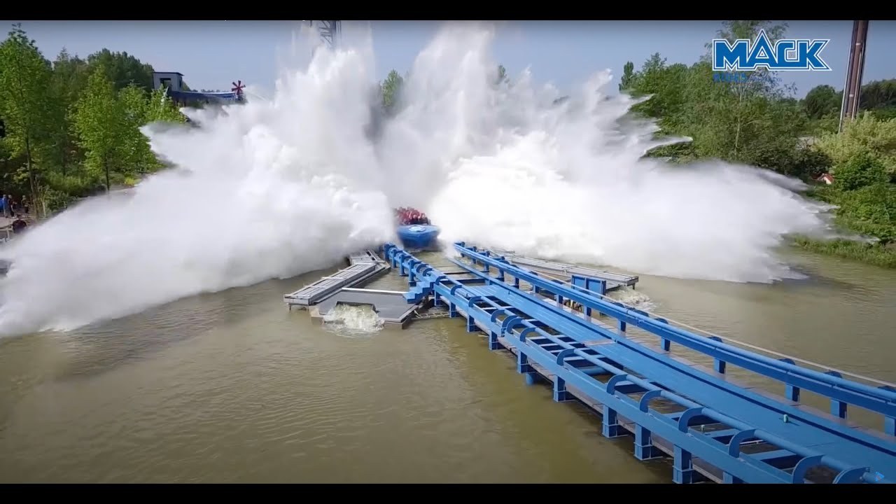 💦 Pulsar Water Coaster 💦 at Walibi Belgium theme park  - the Power Splash from Mack Rides