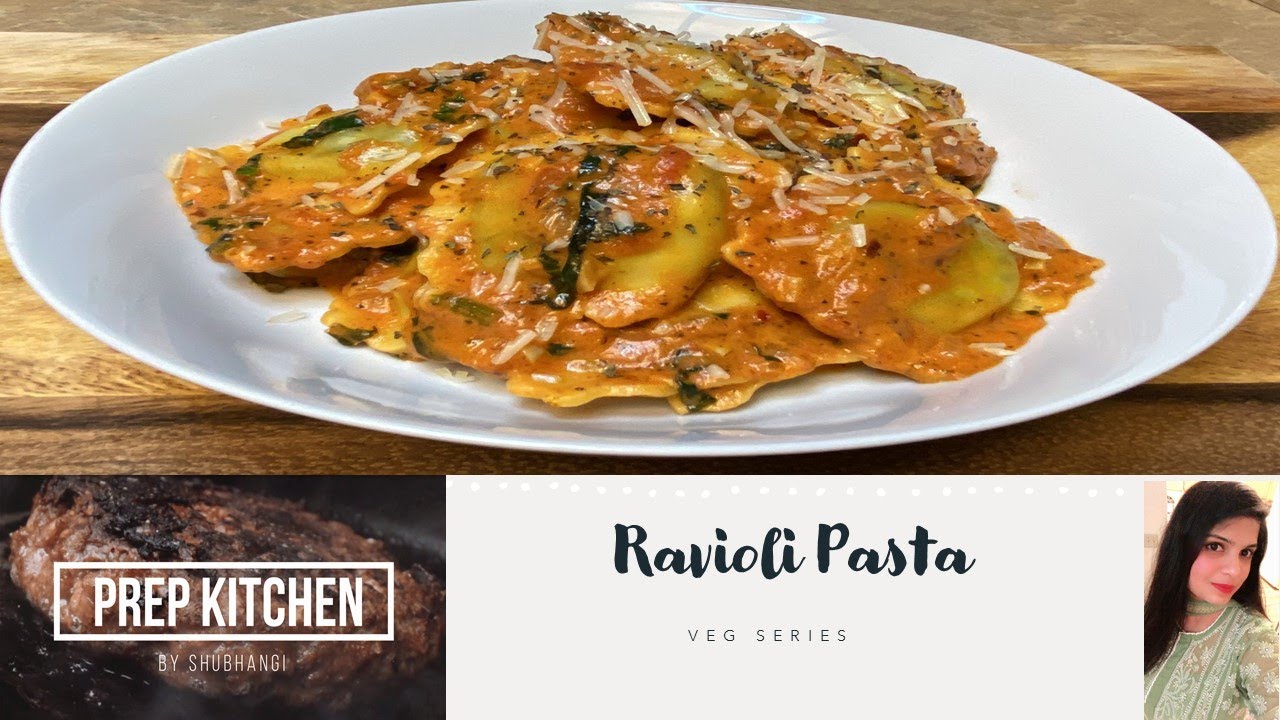 Finger Licking Creamy Ravioli Pasta in Tomato Sauce | Cream Cheese Spinach Rivoli Pasta in Red Sauce