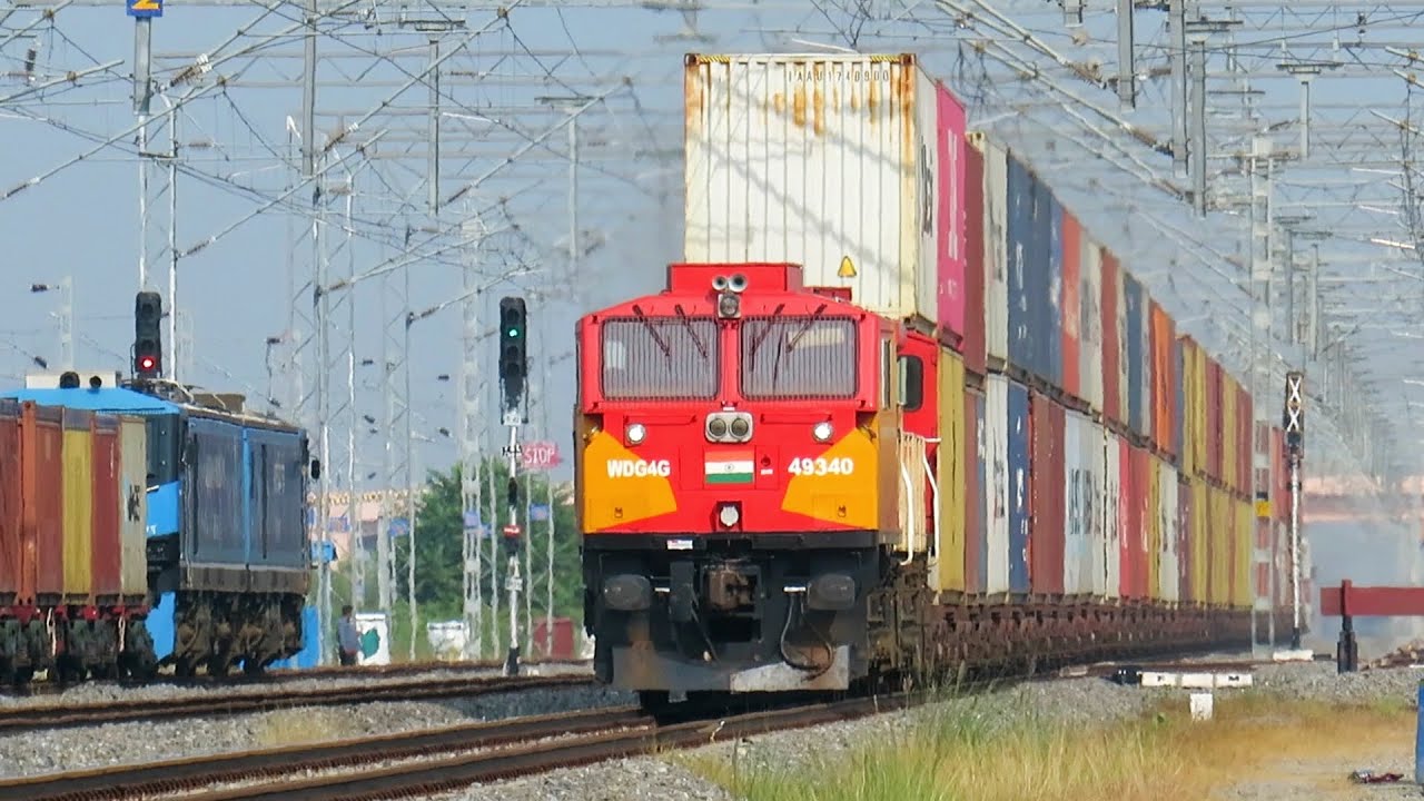High Speed Double Stack Containers Trains Traffic at Kishangarh DFC Railway Station