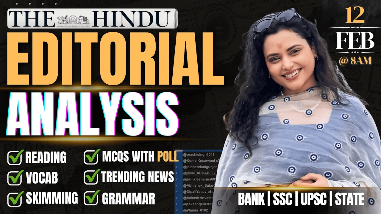Hindu Editorial Analysis | 12 February 2026 | Reading, Vocab, Grammar, News by Rupam Chikara Ma'am