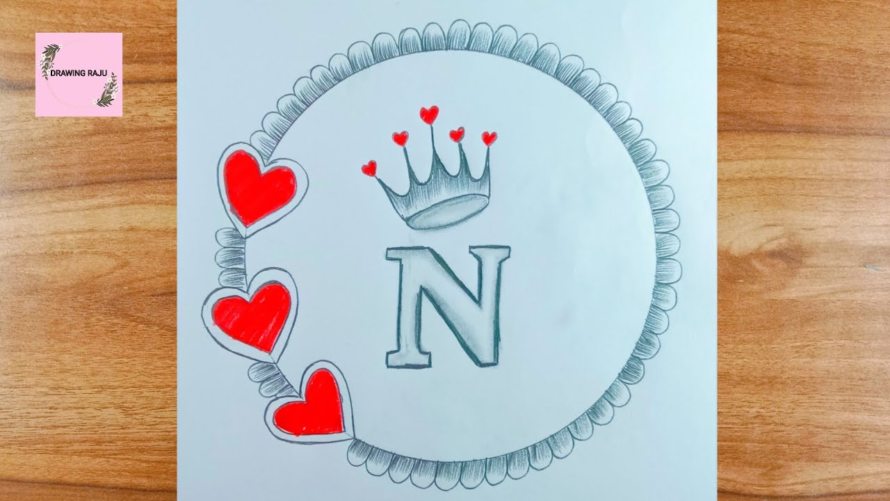 How to draw N letter circle drawing||easy N letter circle drawing pencil sketch for beginners drawin