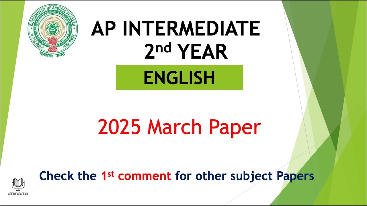 AP inter 2nd Year English 2025 March Question Papers IPE Andhra Pradesh Intermediate