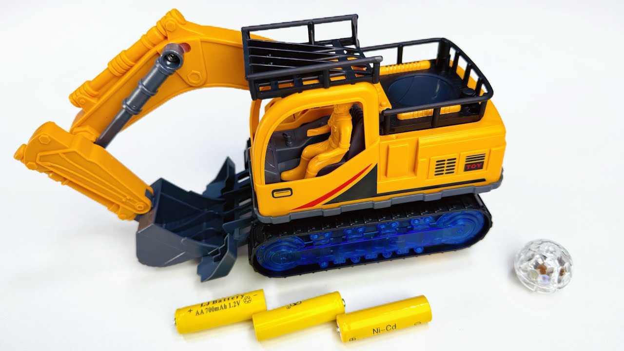 Unboxing RC Excavator model, remote control off-road vehicle racing car, cute pet remote control car