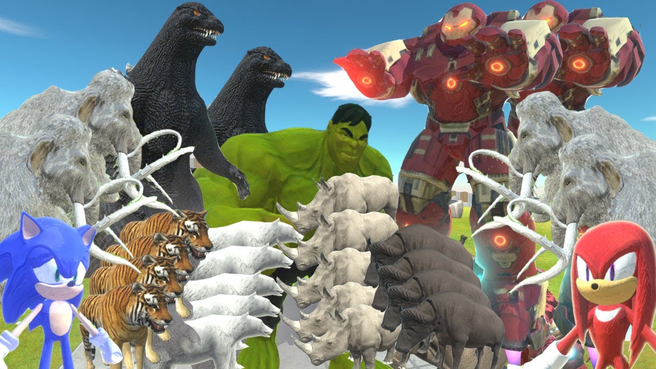 Helsel Godzilla Dinasaurus vs Iron Man Versus Wild Animals Epic Battle ARBS