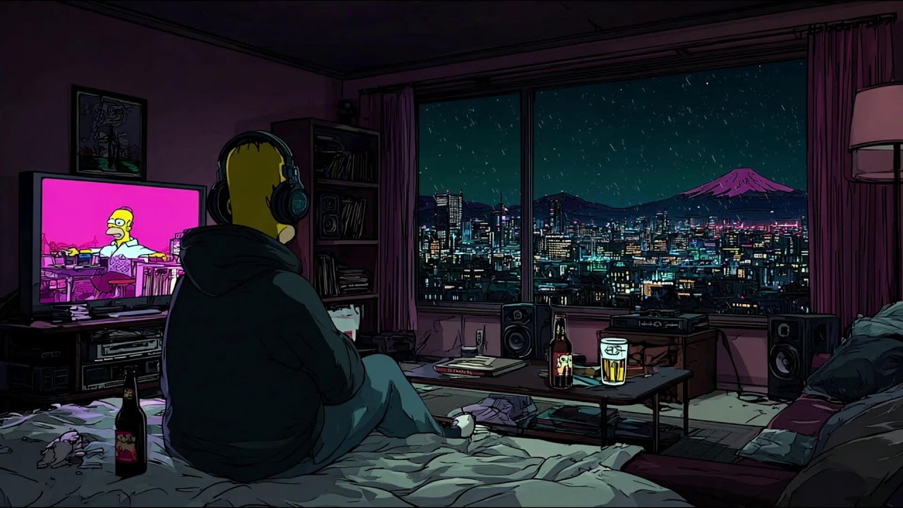 Lofi Hip Hop Estético 🌌 Observando as Estrelas com os Simpsons