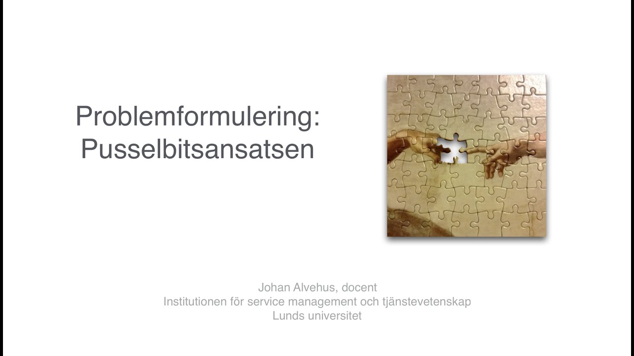 Problemformulering del 3: Pusselbitsansatsen