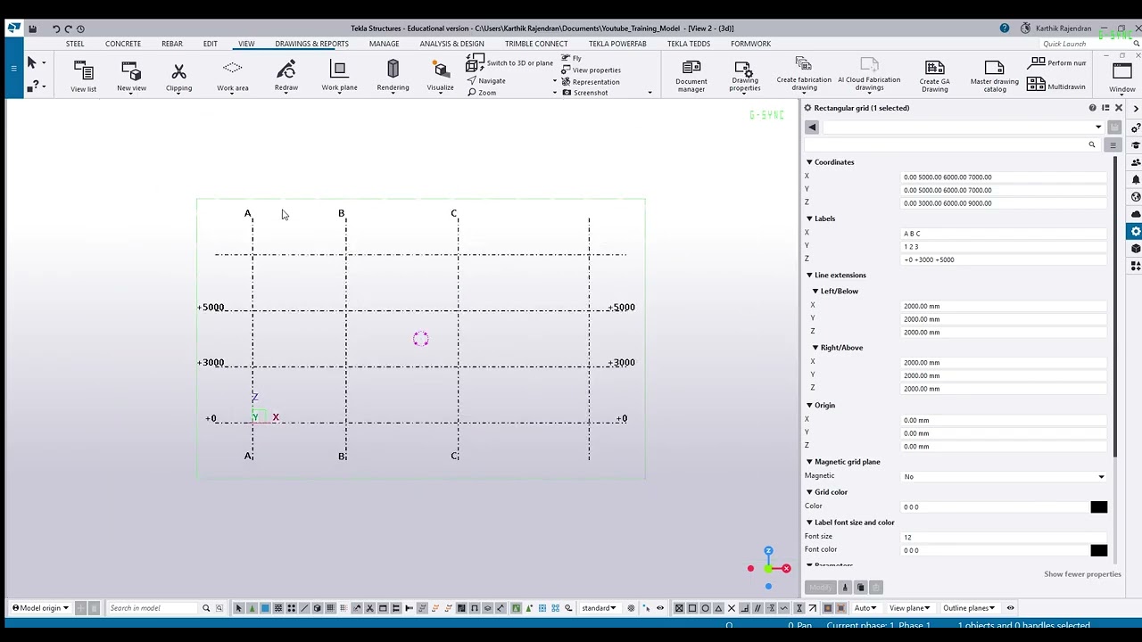 Tekla Structures Tutorial #1 (Tamil) | How to Set & Modify Grids in Your Model