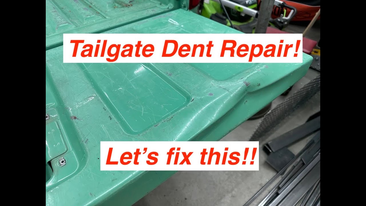 Repairing a large dent in a truck tailgate