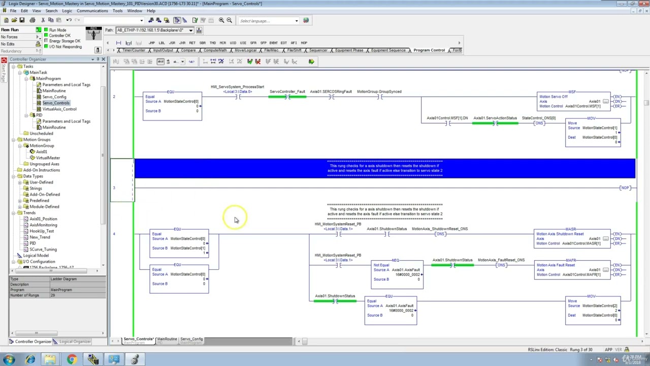 40  Allen Bradley PLC  Training Using an Nop instruction and Why