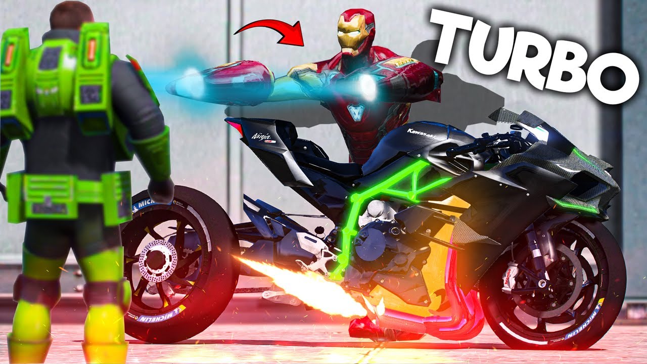 Stealing TURBO NINJA H2 as IRON MAN sa GTA 5