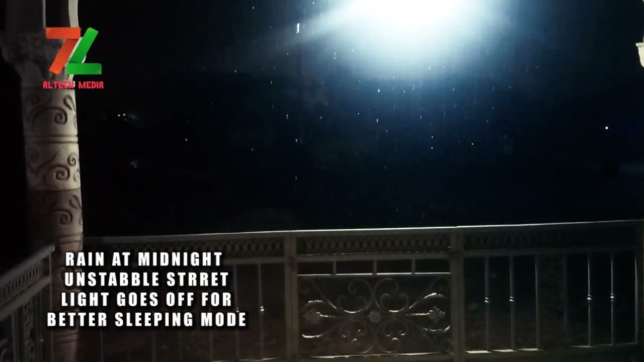 Fall asleep instantly midnight rain on flashing street light relaxing rain sounds asmr mukbang