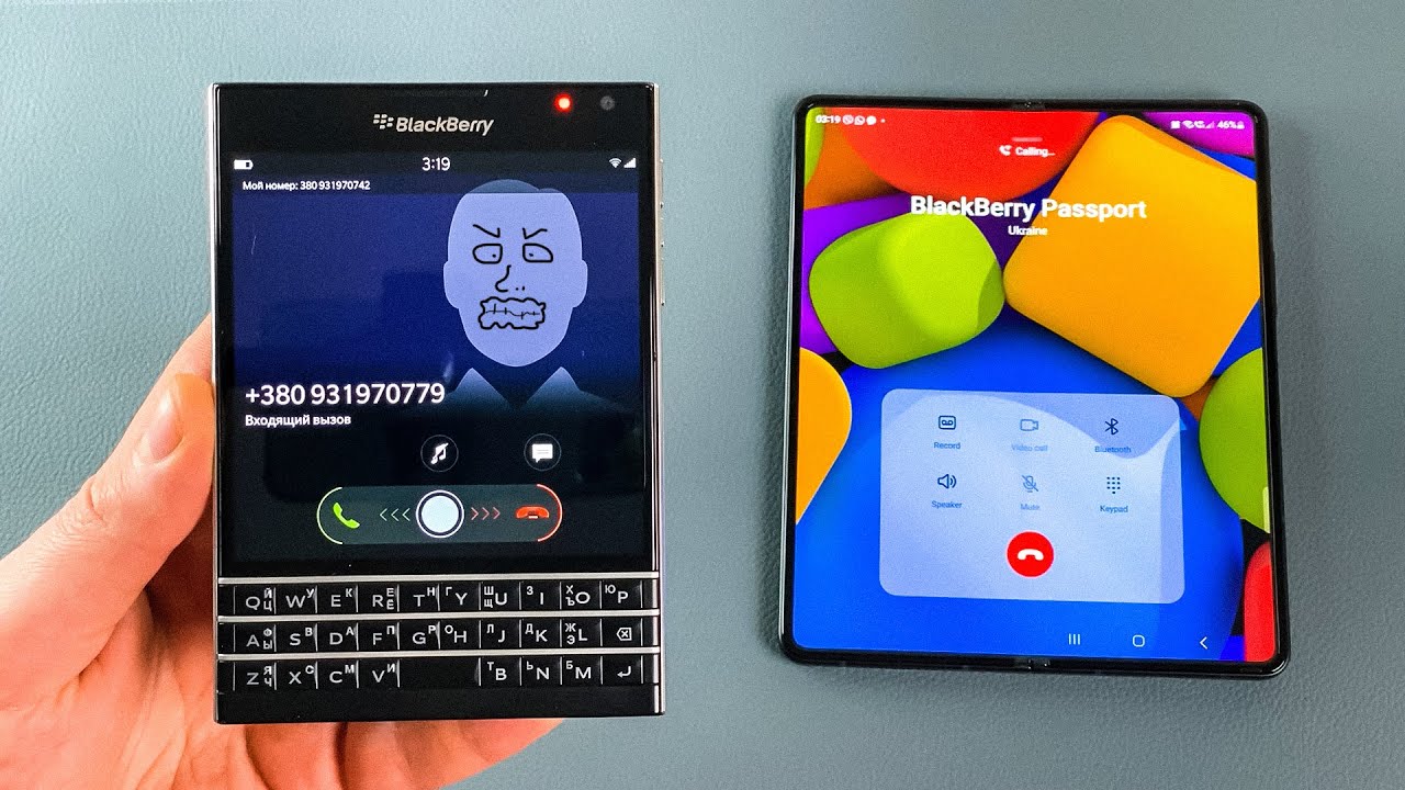BlackBerry Passport VS Samsung Z Fold 3 Incoming Call & Outgoing Call