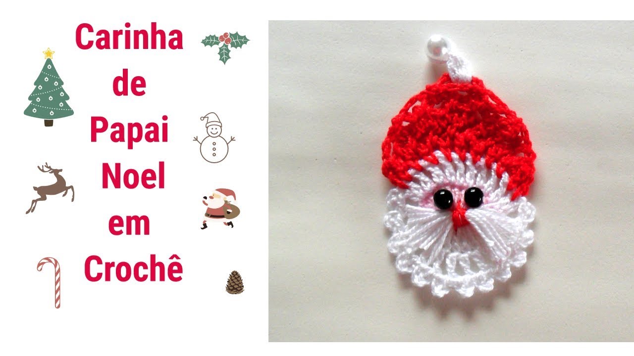 CARINHA DE PAPAI NOEL EM CROCHÊ