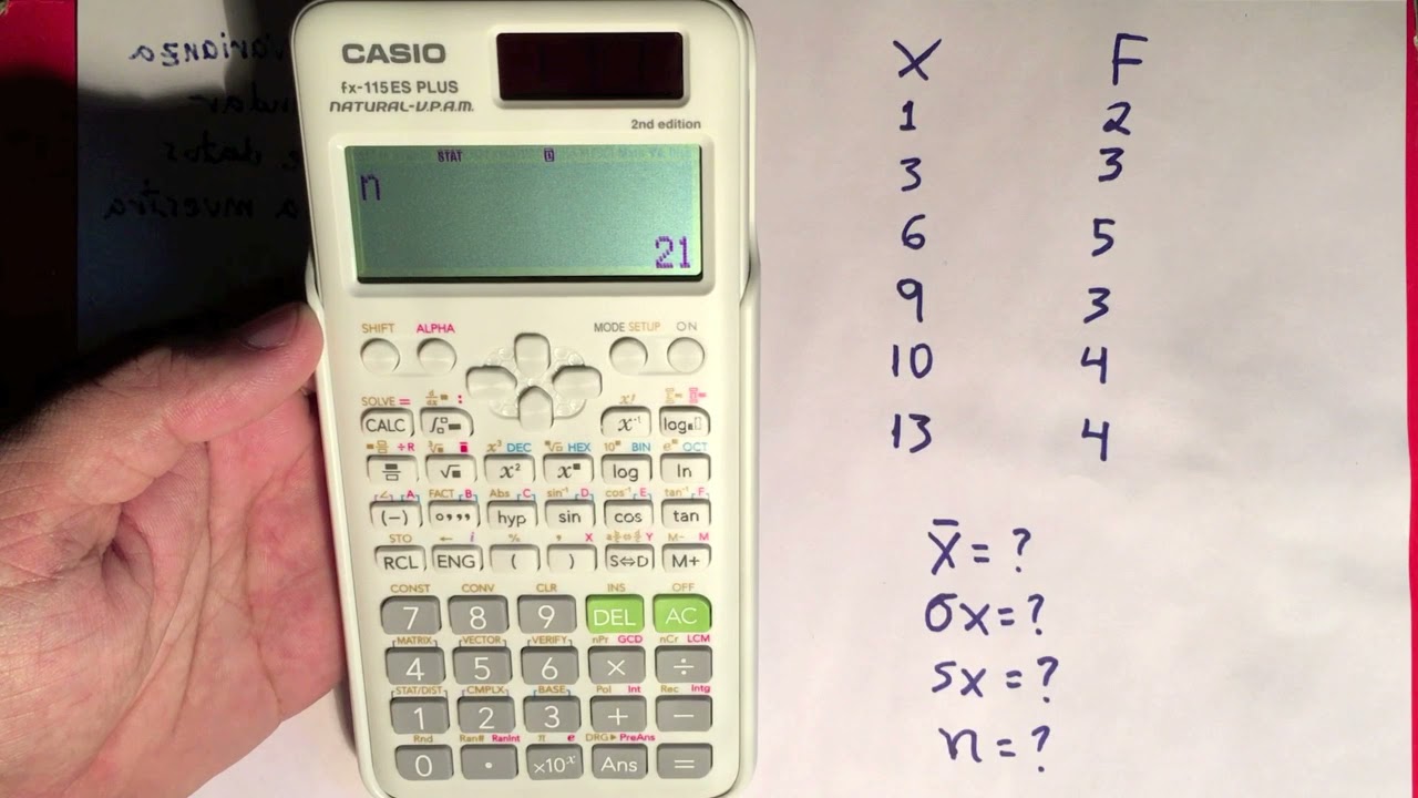Media, Varianza y Desviación Estándar con tablas de frecuencia y calculadora CASIO fx-115ES